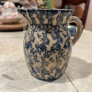 Robinson Ransbottom Blue and Cream Spongeware small pitcher